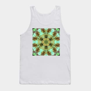 Mosaic Kaleidoscope Flower Orange and Teal Tank Top